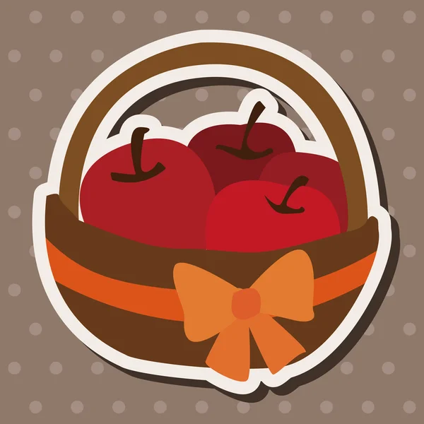 Manzanas en la cesta de regalo elementos icono plano, eps10 — Vector de stock