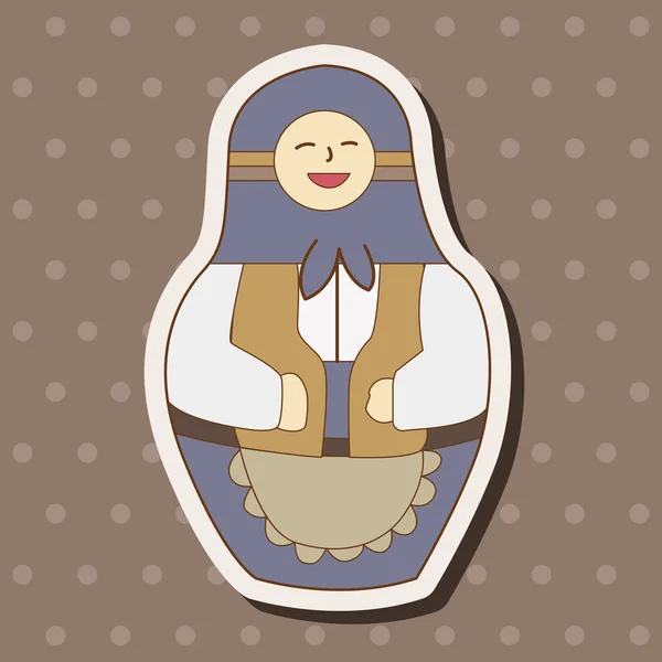 Matryoshka, Russian traditional wooden doll, vector pattern, el — стоковый вектор