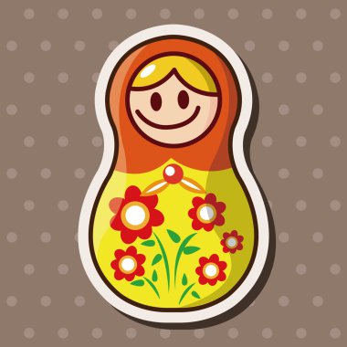 Matryoshka, Rus geleneksel ahşap oyuncak, vektör desen, el