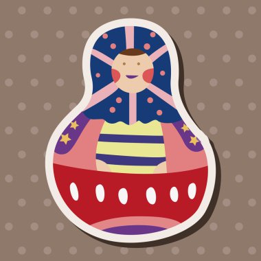 Matryoshka, Rus geleneksel ahşap oyuncak, vektör desen, el