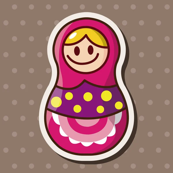 Matryoshka , Russian traditional wooden doll, vector pattern, el — Stock Vector