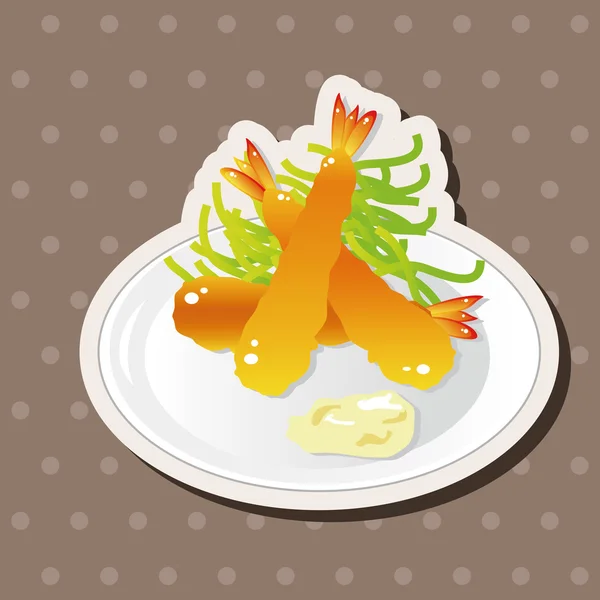 Comida japonesa tema Camarones fritos elementos vector, eps — Archivo Imágenes Vectoriales