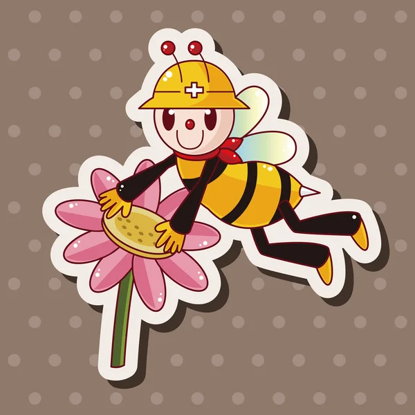 Abeille éléments de thème dessin animé — Image vectorielle