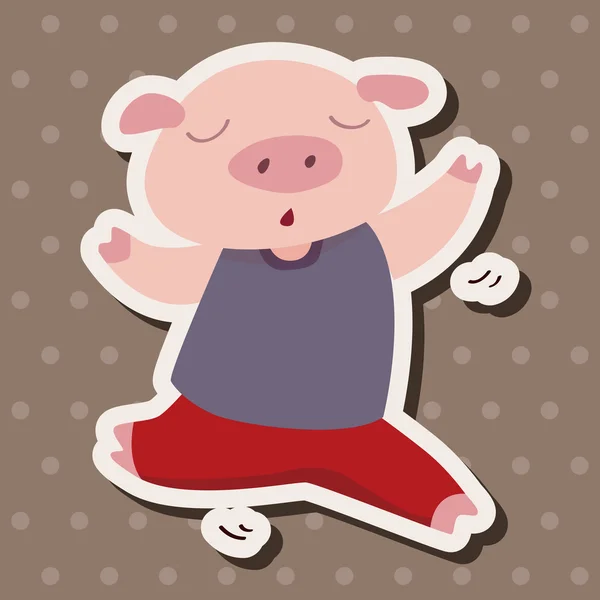 Animal porco desenhos animados elementos temáticos — Vetor de Stock