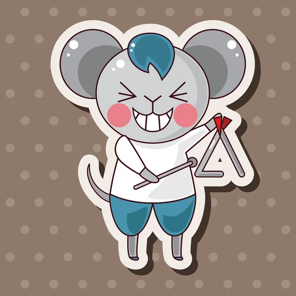 楽器の漫画のテーマの要素を再生動物のマウス — ストックベクタ