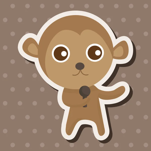 Animal macaco tocando instrumento cartoon tema elementos —  Vetores de Stock
