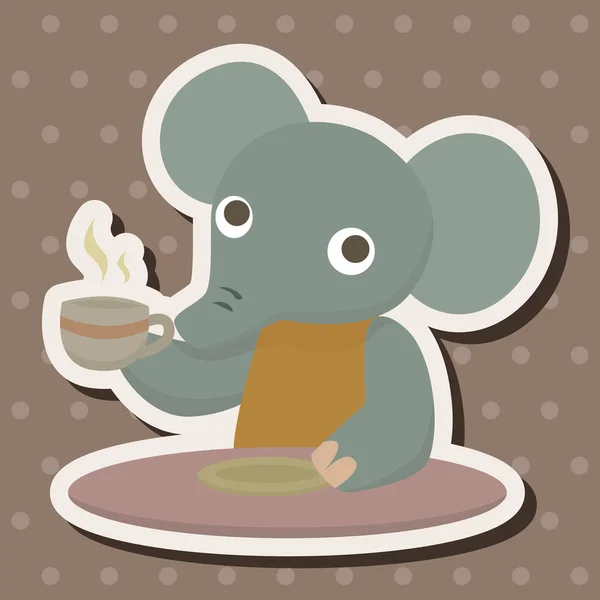 Animal elephant having afternoon tea theme elements — Stock Vector