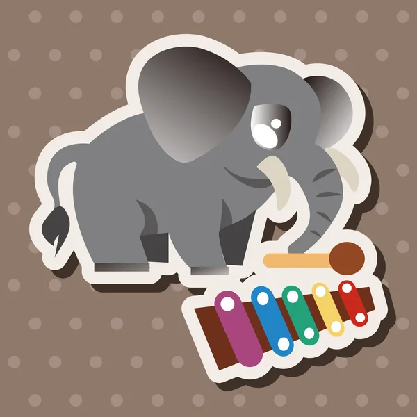 Tier Elefant spielt Instrument Cartoon Thema Elemente — Stockvektor