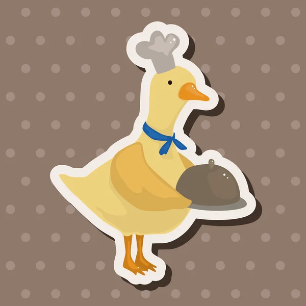 Animal pato chef dibujos animados elementos temáticos — Vector de stock