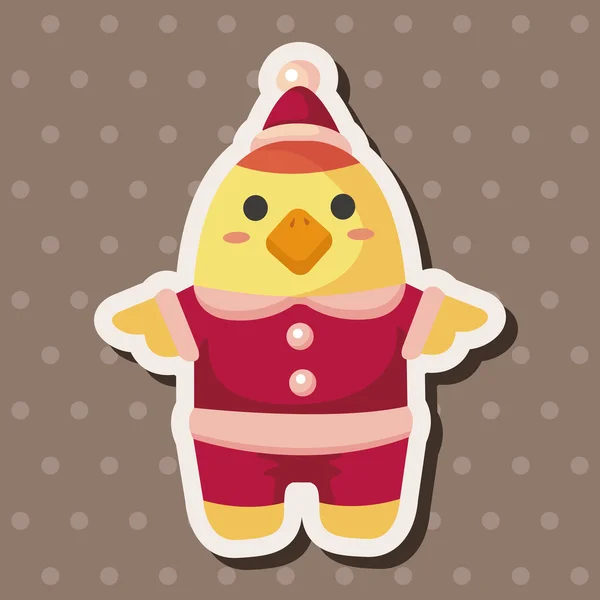 动物鸡卡通圣诞风格主题元素 — 图库矢量图片