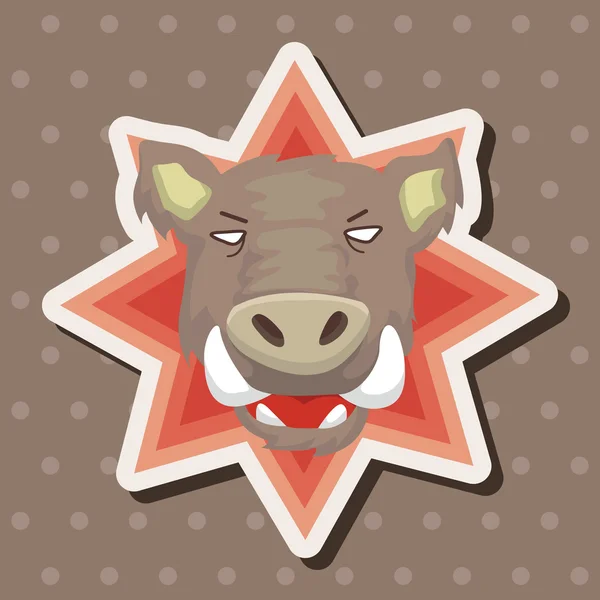 Animali selvatici maiale cartoni animati elementi a tema — Vettoriale Stock