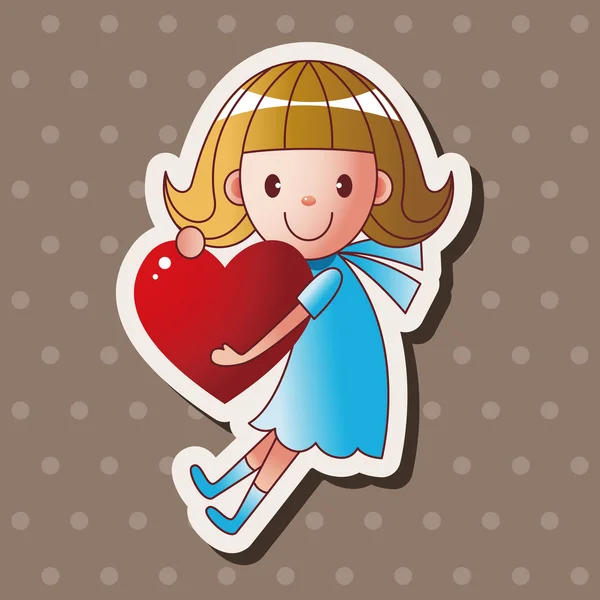 Niño pequeño con elementos temáticos del corazón — Vector de stock