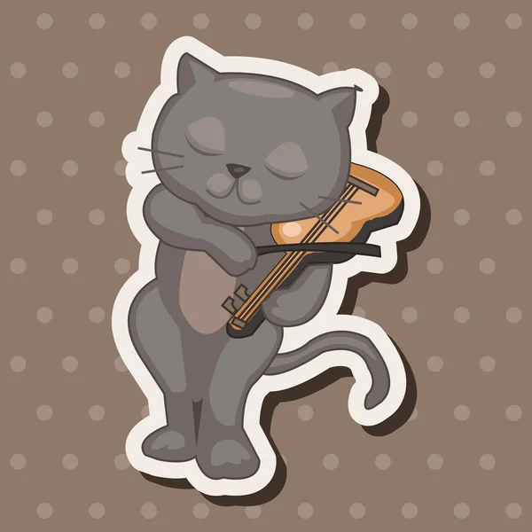 animal cat playing instrument cartoon theme elements