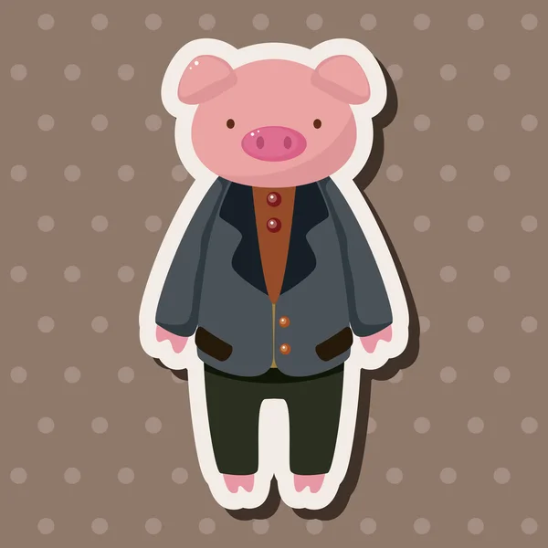 Animal cerdo trabajador dibujos animados elementos temáticos — Vector de stock