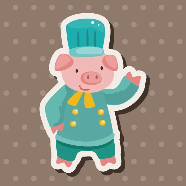 Animal porc chef dessin animé éléments thème — Image vectorielle