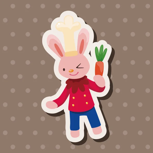 Animal conejo chef dibujos animados elementos temáticos — Vector de stock