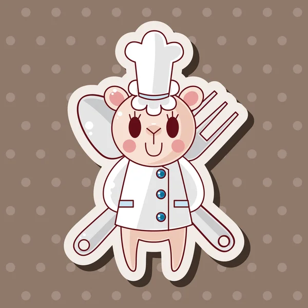 Animal chef cartoon theme elements — Stock Vector