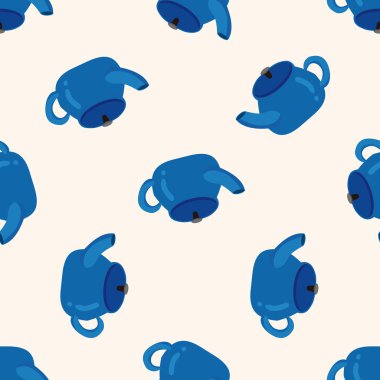 mutfak eşyaları çay potu, karikatür Dikişsiz desen arka plan