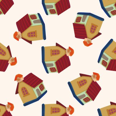 Dikişsiz desen arka plan ev inşa, çizgi film