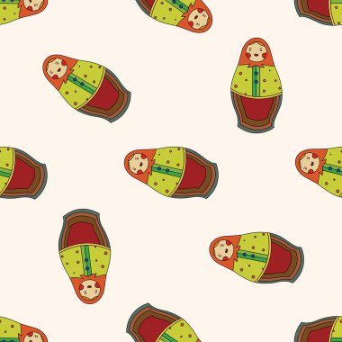  Rus geleneksel ahşap dolle, karikatür Dikişsiz desen arka plan