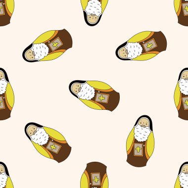  Rus geleneksel ahşap dolle, karikatür Dikişsiz desen arka plan