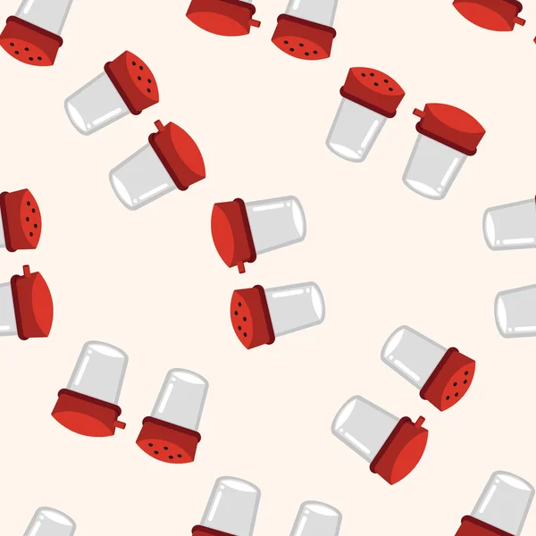 Keukengerei peper fles, cartoon naadloze patroon achtergrond — Stockvector