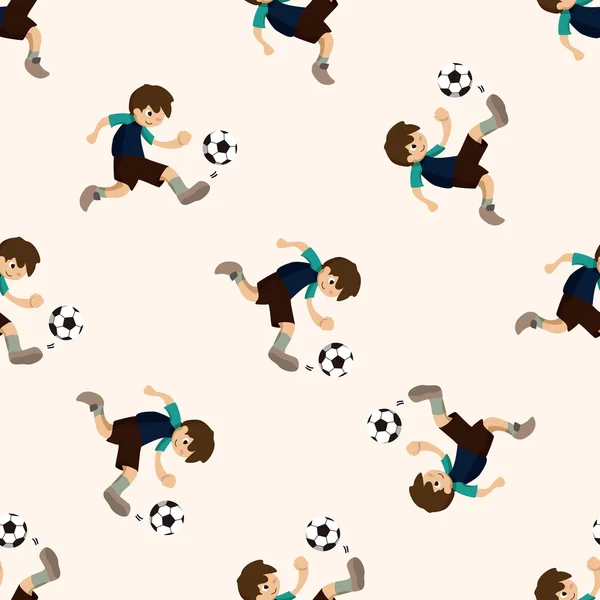 体育足球运动员，卡通无缝图案背景 — 图库矢量图片