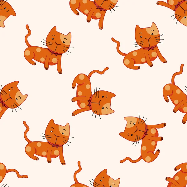 Animal gato dibujos animados, dibujos animados sin costura patrón de fondo — Vector de stock