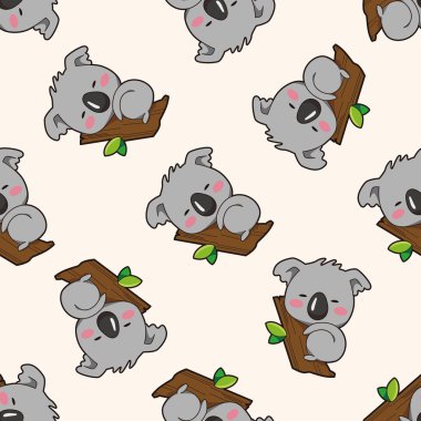 hayvan koala çizgi film, çizgi film Dikişsiz desen arka plan