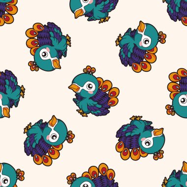 hayvan tavuskuşu çizgi film, çizgi film Dikişsiz desen arka plan