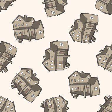 Dikişsiz desen arka plan ev inşa, çizgi film