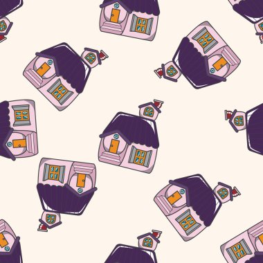 Dikişsiz desen arka plan ev inşa, çizgi film