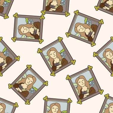 boya Mona lisa, karikatür Dikişsiz desen arka plan