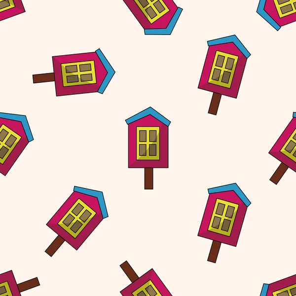 Casa casella di posta, cartone animato senza soluzione di continuità modello di sfondo — Vettoriale Stock