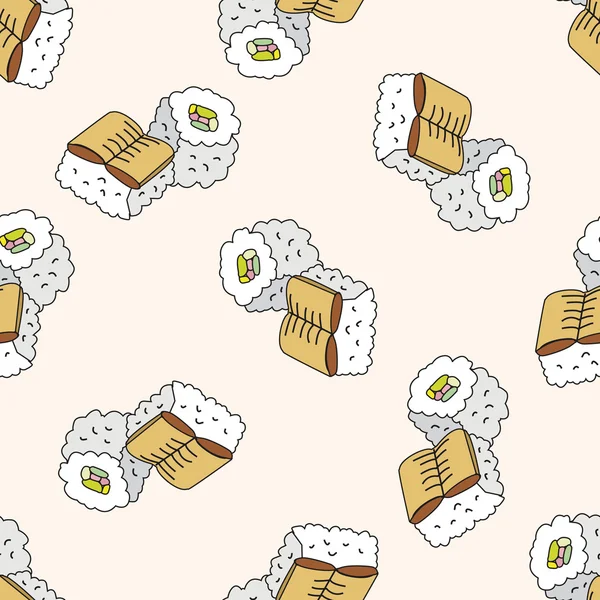 Japanese food theme sushi , cartoon seamless pattern background — Stock Vector