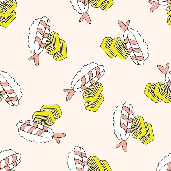 Japanese food theme sushi , cartoon seamless pattern background — Stock Vector