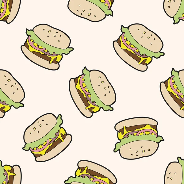 汉堡包，卡通无缝图案背景 — 图库矢量图片