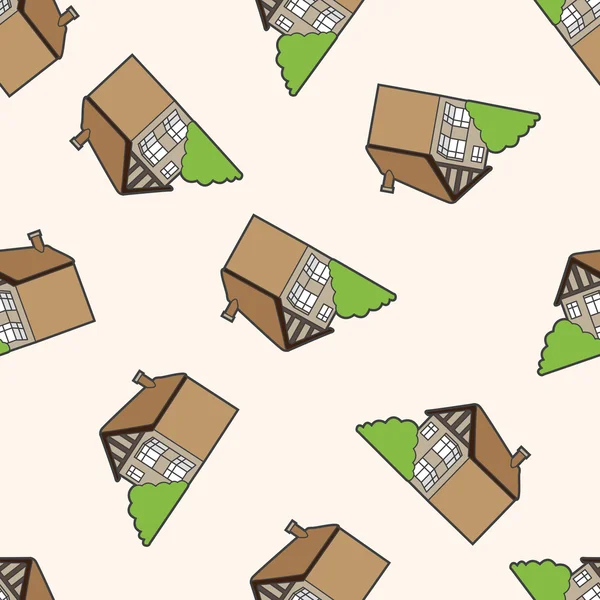 建房子、 卡通无缝图案背景 — 图库矢量图片