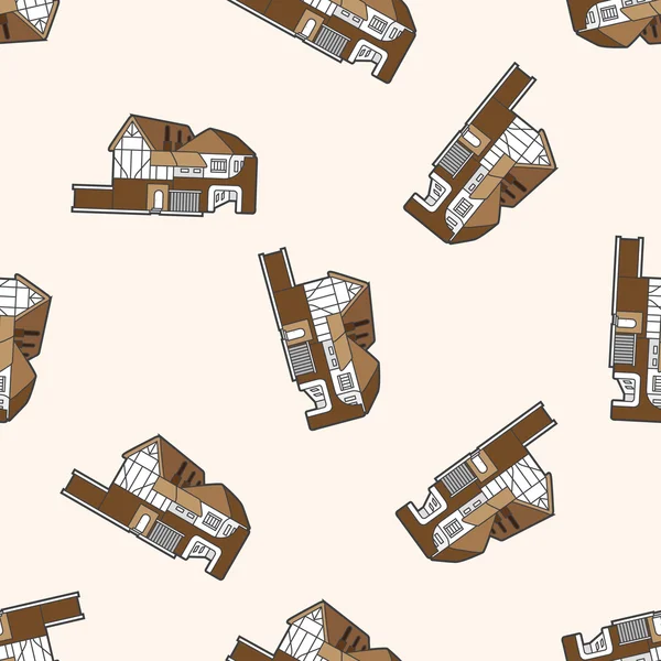 Costruire casa,, cartone animato senza soluzione di continuità modello di sfondo — Vettoriale Stock
