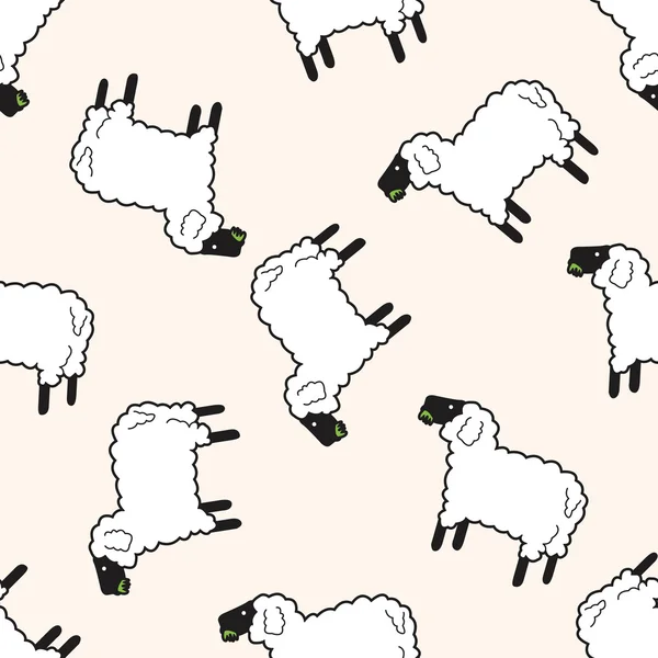 動物の羊漫画、漫画のシームレスなパターン背景 — ストックベクタ