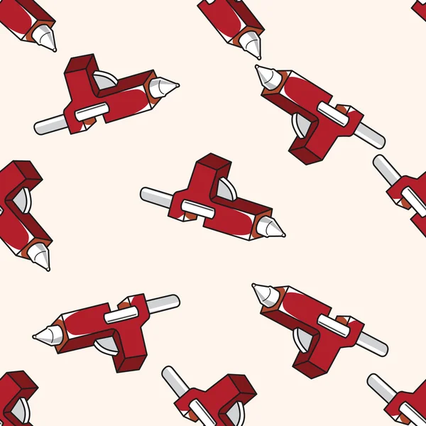 Outil de travail pistolet à colle thermofusible, dessin animé fond de motif sans couture — Image vectorielle