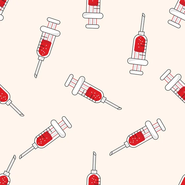 Hospital theme syringe , cartoon seamless pattern background — Stock Vector