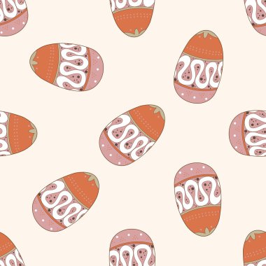 Paskalya boyama yumurta, karikatür Dikişsiz desen arka plan