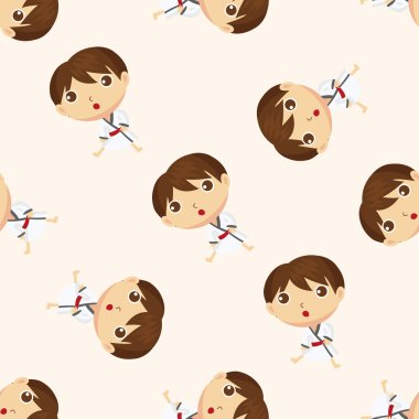 Taekwondo, karikatür Dikişsiz desen arka plan