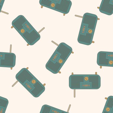 radyo, karikatür Dikişsiz desen arka plan