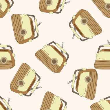 radyo, karikatür Dikişsiz desen arka plan