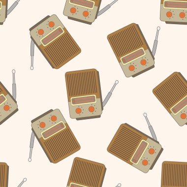 radyo, karikatür Dikişsiz desen arka plan