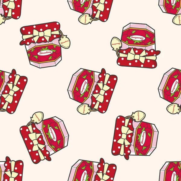 Strawberry jam, cartoon naadloze patroon achtergrond — Stockvector