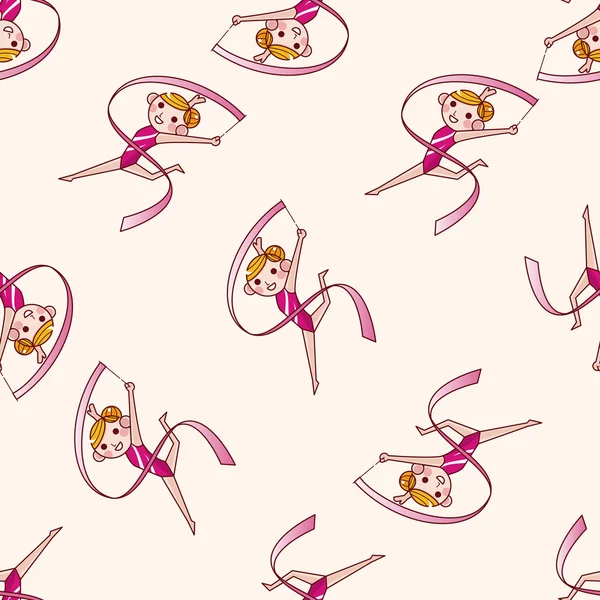 Gymnastique, dessin animé fond de motif sans couture — Image vectorielle