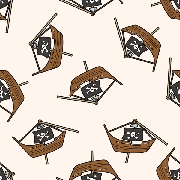Piratskepp, tecknade seamless mönster bakgrund — Stock vektor